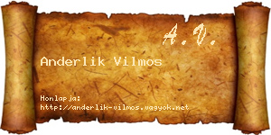 Anderlik Vilmos névjegykártya